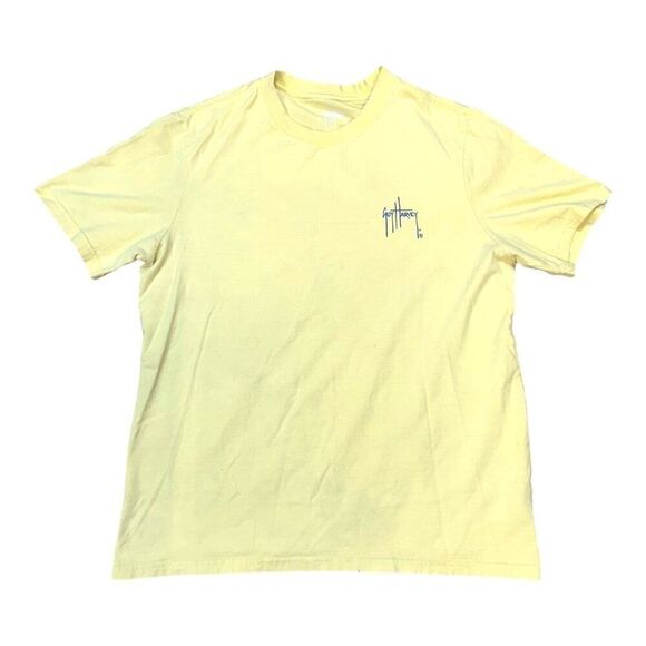 Guy Harvey M Yellow Short Sleeve Graphic Tee W/ Marlin Mahi Mahi Fish Scene - Picture 2 of 6